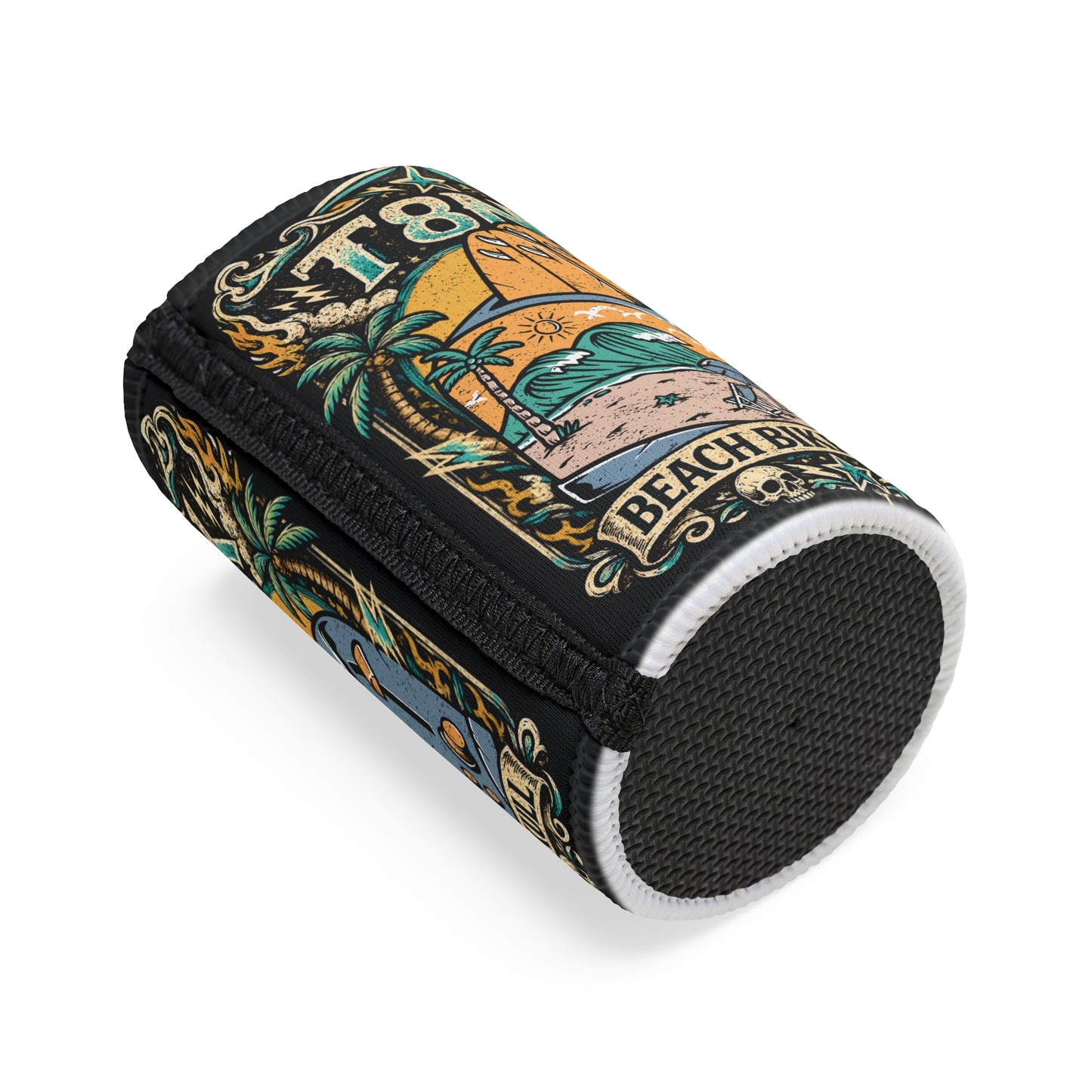 Stubby Cooler | Beach Bike Skull Retro Surf Can Koozie