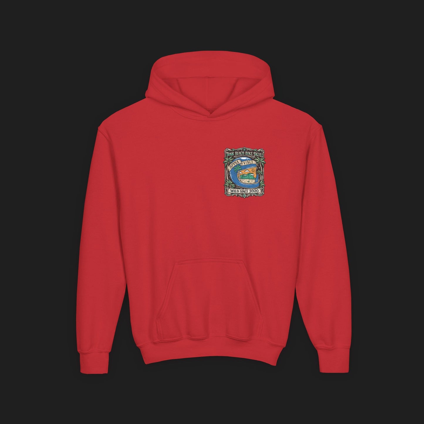 Youth Surf Vibes Hoodie | Beach Bike Skull Wild Since 2020