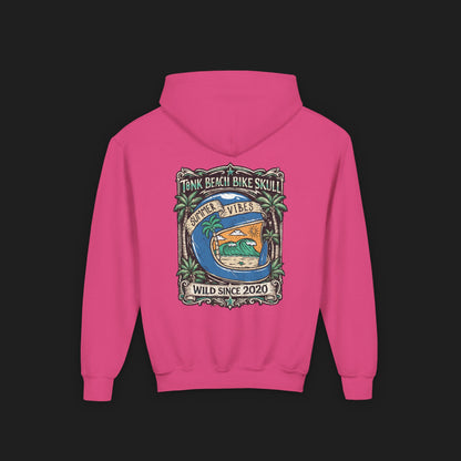Youth Surf Vibes Hoodie | Beach Bike Skull Wild Since 2020