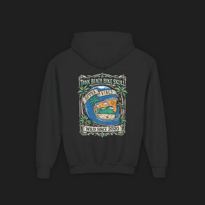Youth Surf Vibes Hoodie | Beach Bike Skull Wild Since 2020