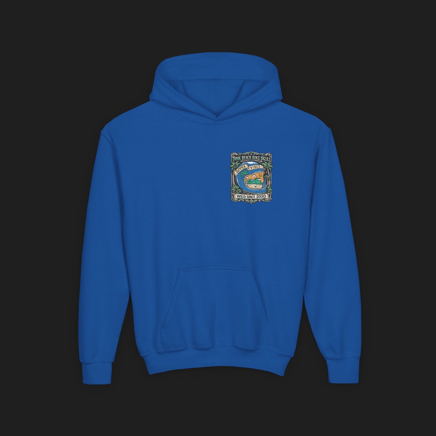 Youth Surf Vibes Hoodie | Beach Bike Skull Wild Since 2020
