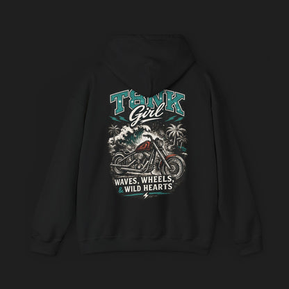 T8NK GIRL | Motorcycle Hoodie - "Waves, Wheels & Wild Hearts" Biker Sweatshirt