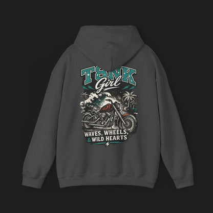 T8NK GIRL | Motorcycle Hoodie - "Waves, Wheels & Wild Hearts" Biker Sweatshirt