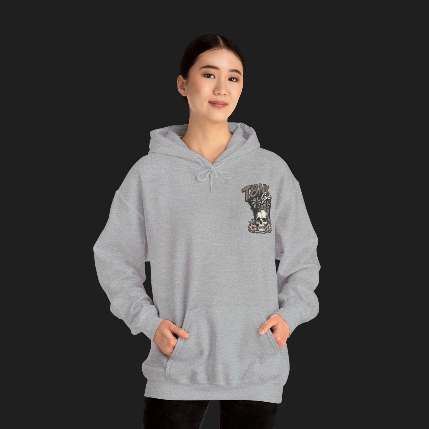 T8NK GIRL | Skull Surf Hoodie Waves, Wheels & Wild Hearts Graphic Sweatshirt