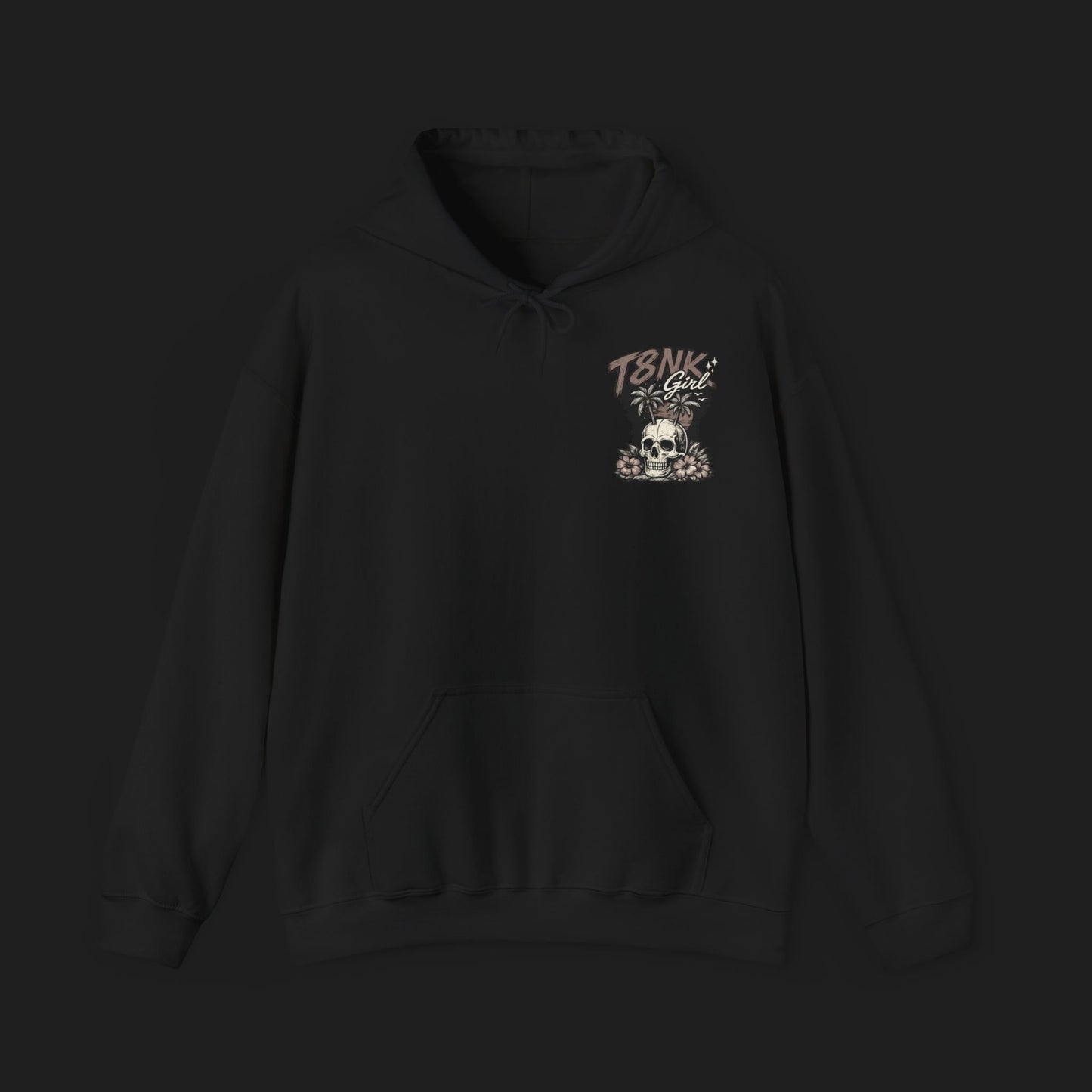 T8NK GIRL | Skull Surf Hoodie Waves, Wheels & Wild Hearts Graphic Sweatshirt