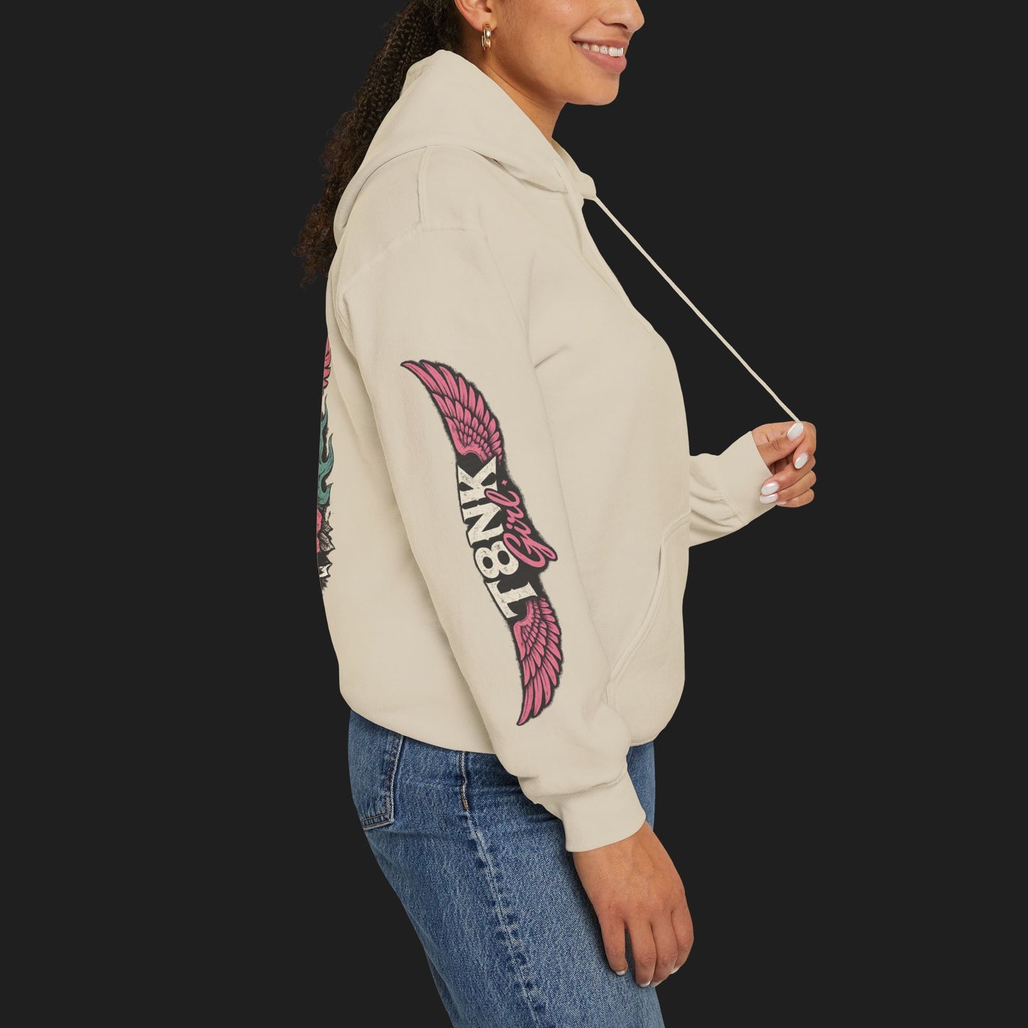 T8NK GIRL | Waves, Wheels & Wild Hearts" Vintage Skull Moto Hoodie