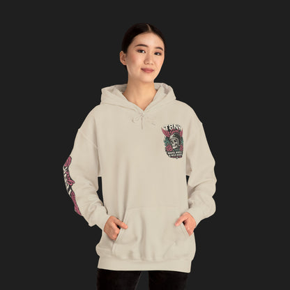 T8NK GIRL | Waves, Wheels & Wild Hearts" Vintage Skull Moto Hoodie