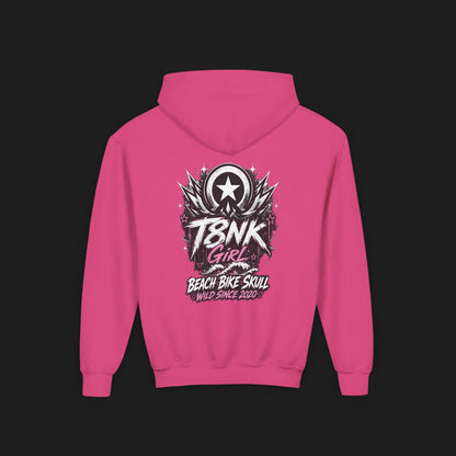 T8NK Girl Youth Hoodie | Beach Bike Skull Graphic Sweatshirt