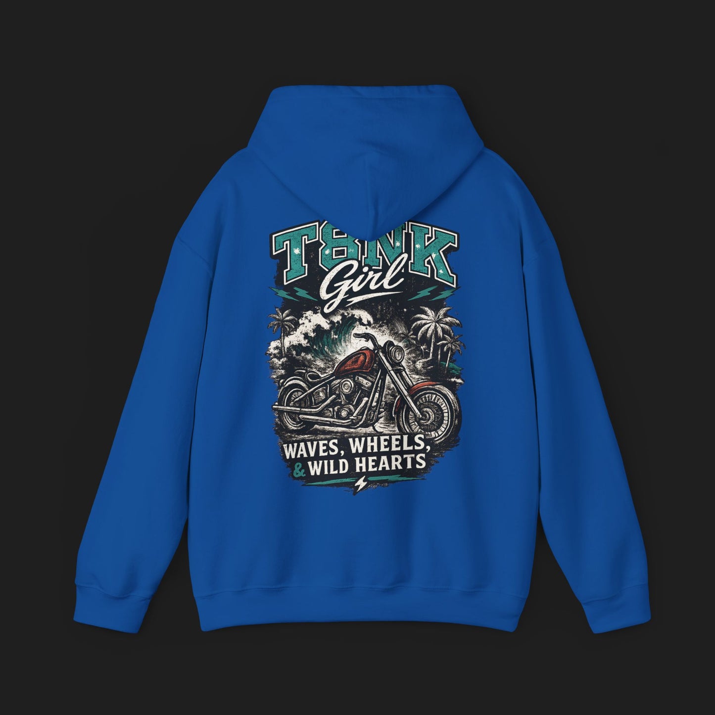 T8NK GIRL | Motorcycle Hoodie - "Waves, Wheels & Wild Hearts" Biker Sweatshirt