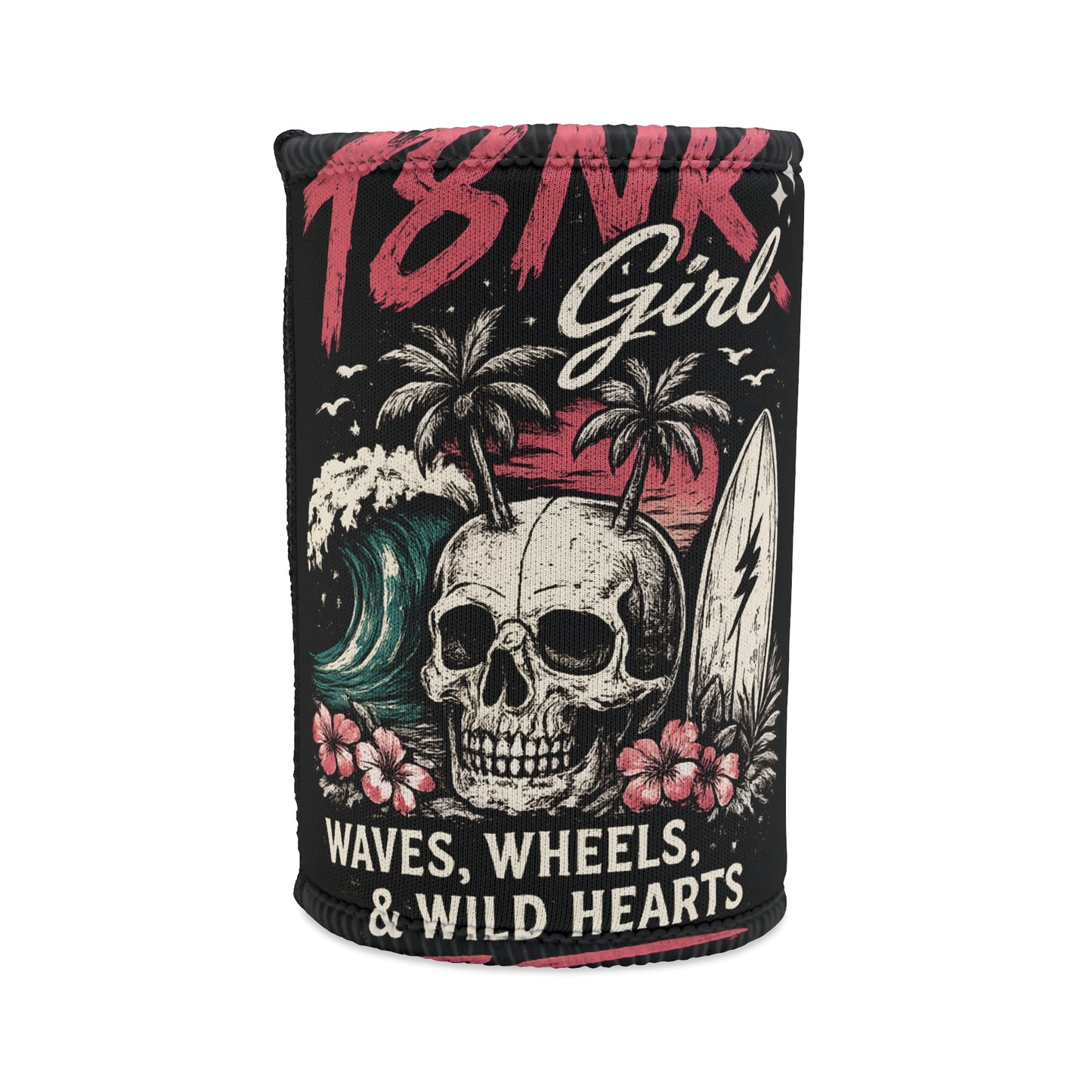 Stubby Holder 'T8nk Girl' Skull Surf Waves Stubby Holder