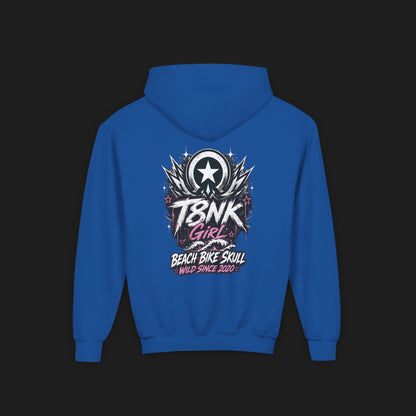 T8NK Girl Youth Hoodie | Beach Bike Skull Graphic Sweatshirt