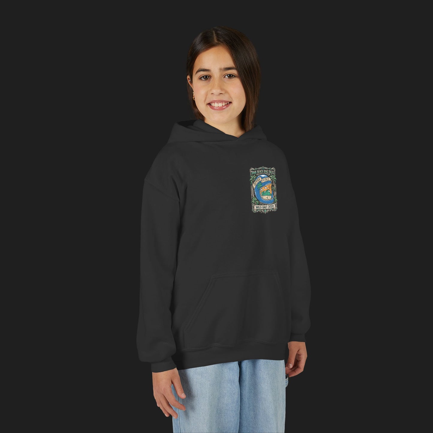 Youth Surf Vibes Hoodie | Beach Bike Skull Wild Since 2020