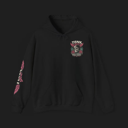 T8NK GIRL | Waves, Wheels & Wild Hearts" Vintage Skull Moto Hoodie