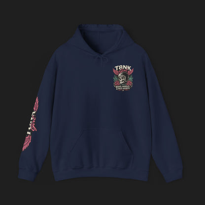 T8NK GIRL | Waves, Wheels & Wild Hearts" Vintage Skull Moto Hoodie