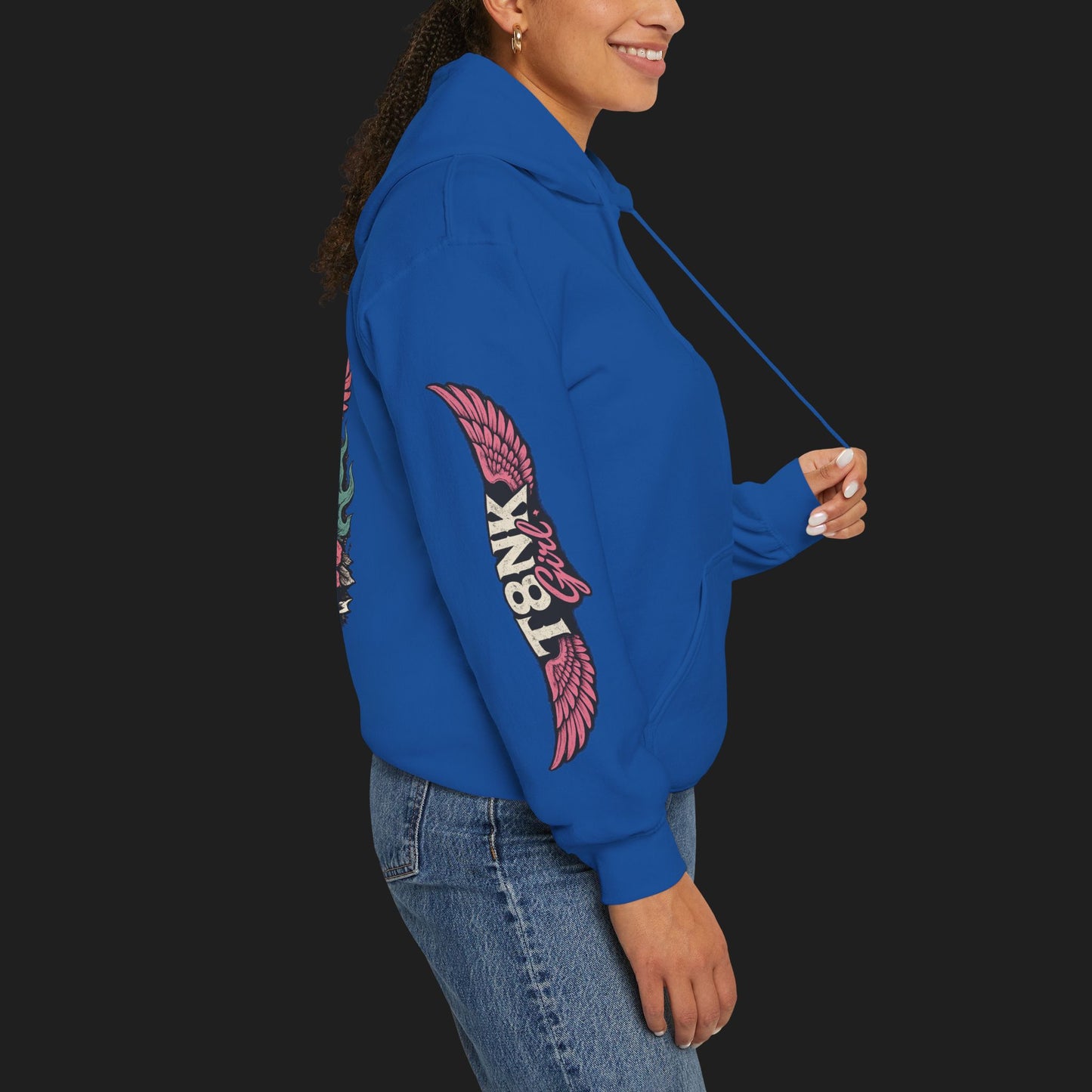 T8NK GIRL | Waves, Wheels & Wild Hearts" Vintage Skull Moto Hoodie
