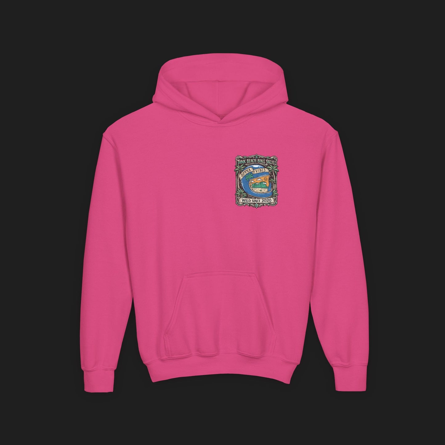 Youth Surf Vibes Hoodie | Beach Bike Skull Wild Since 2020