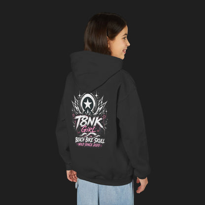 T8NK Girl Youth Hoodie | Beach Bike Skull Graphic Sweatshirt
