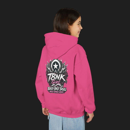 T8NK Girl Youth Hoodie | Beach Bike Skull Graphic Sweatshirt