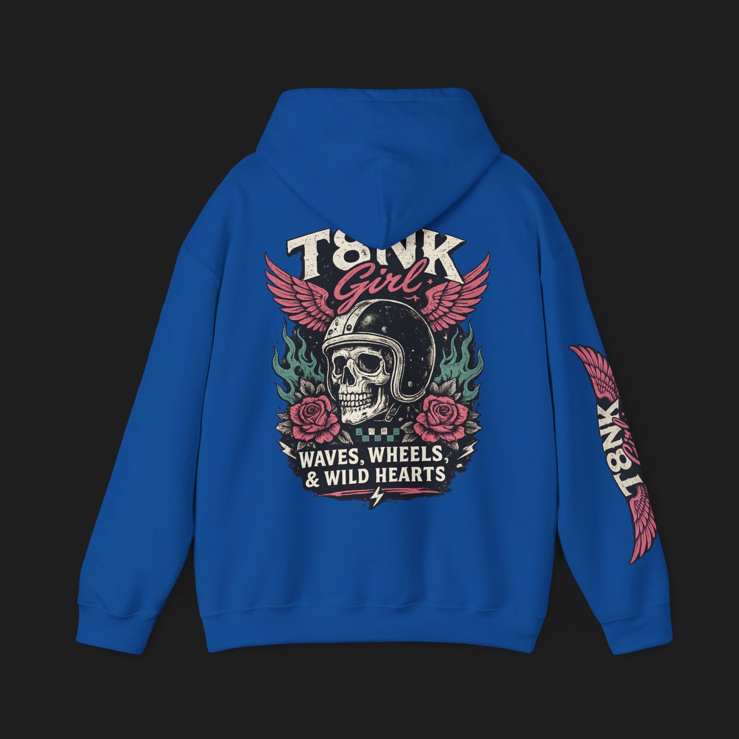T8NK GIRL | Waves, Wheels & Wild Hearts" Vintage Skull Moto Hoodie