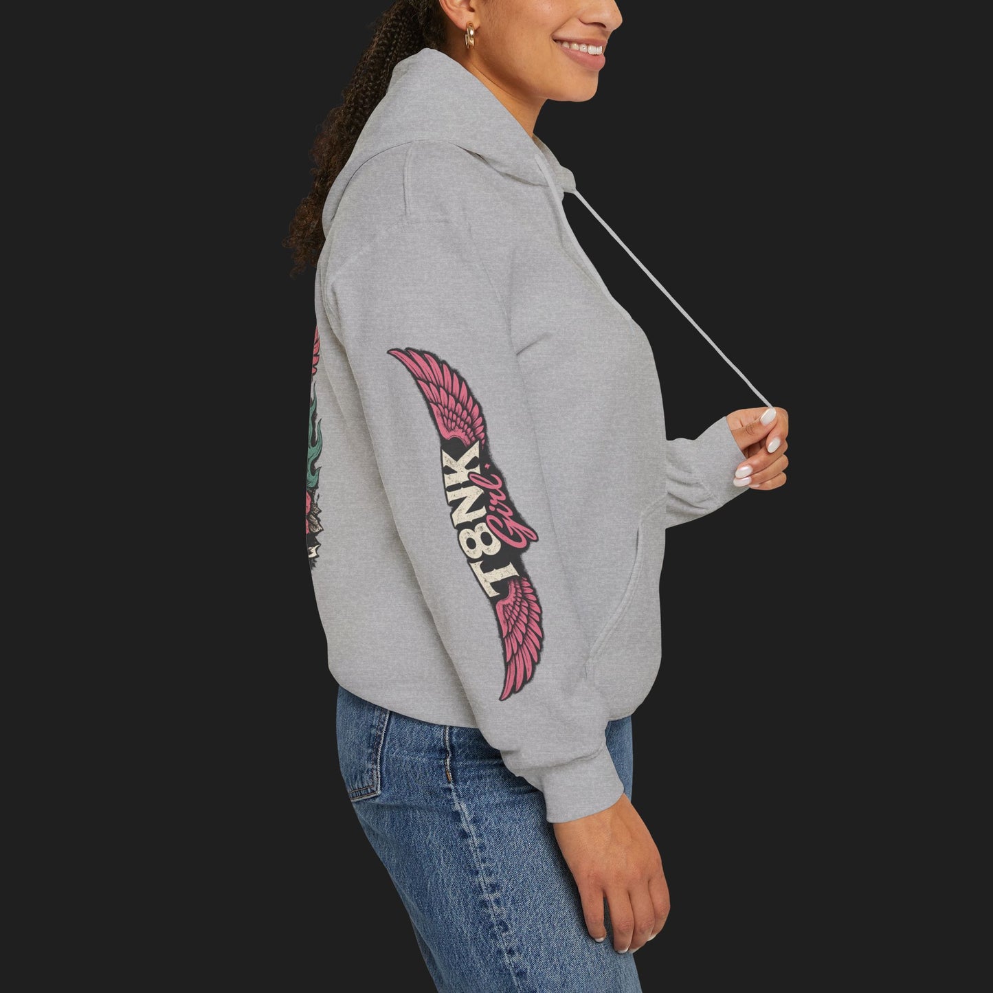 T8NK GIRL | Waves, Wheels & Wild Hearts" Vintage Skull Moto Hoodie