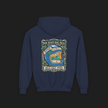 Youth Surf Vibes Hoodie | Beach Bike Skull Wild Since 2020