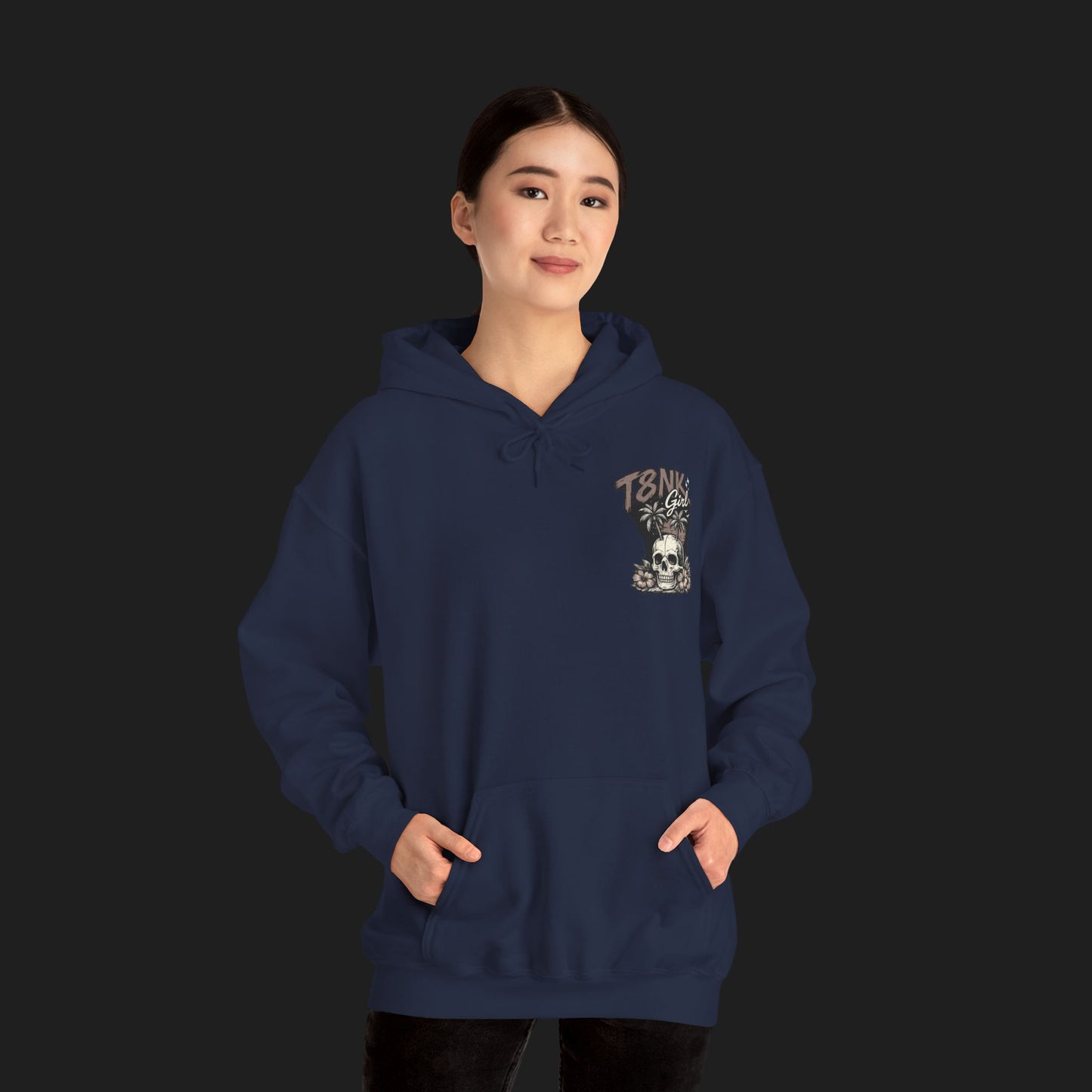 T8NK GIRL | Skull Surf Hoodie Waves, Wheels & Wild Hearts Graphic Sweatshirt