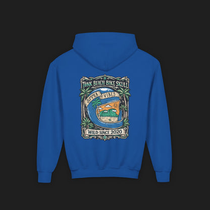 Youth Surf Vibes Hoodie | Beach Bike Skull Wild Since 2020