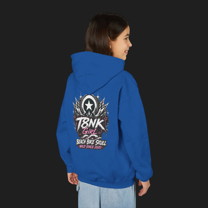 T8NK Girl Youth Hoodie | Beach Bike Skull Graphic Sweatshirt
