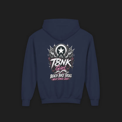 T8NK Girl Youth Hoodie | Beach Bike Skull Graphic Sweatshirt