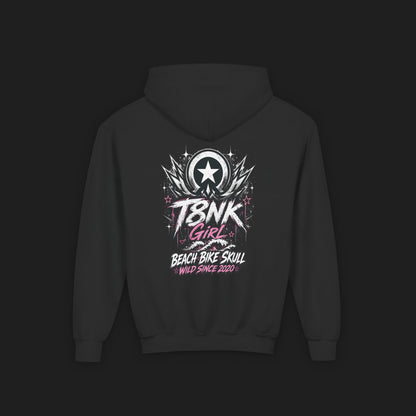 T8NK Girl Youth Hoodie | Beach Bike Skull Graphic Sweatshirt