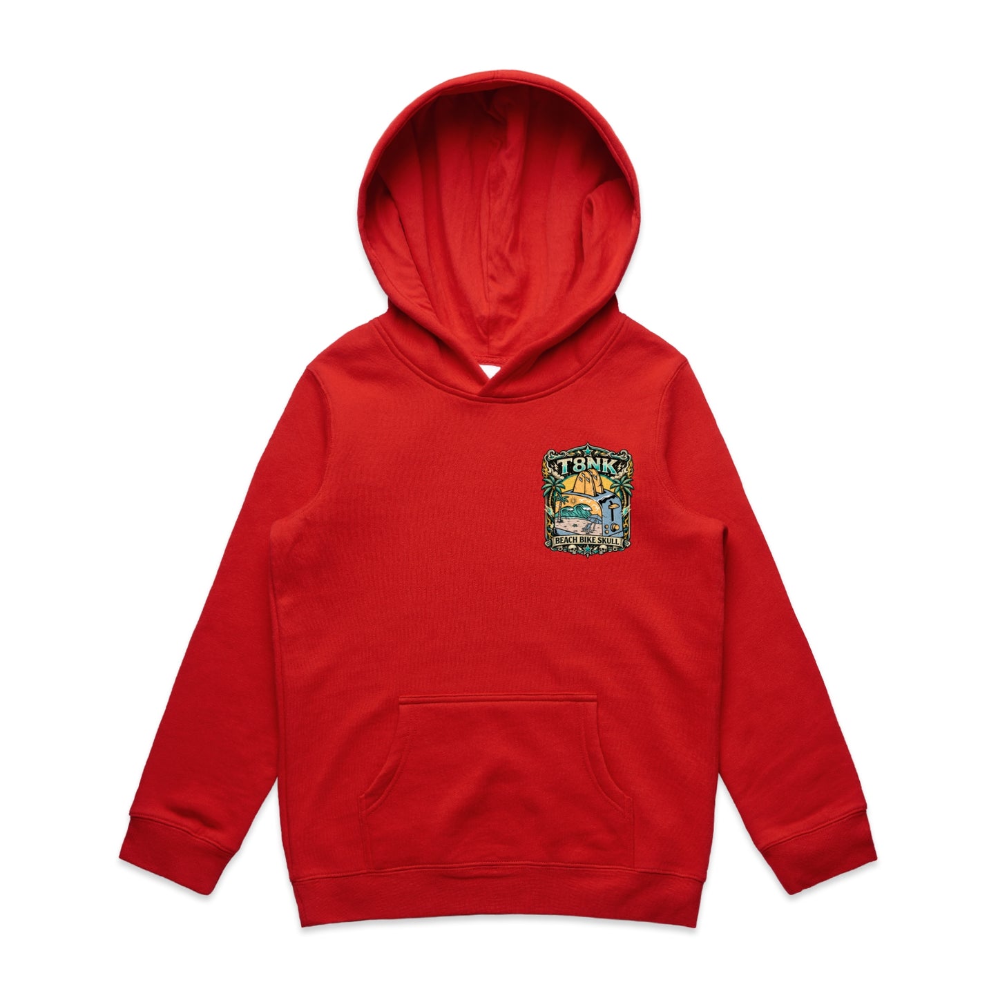 T8NK Beach Bike Skull Toaster Hood | Retro Surf Beach Graphic Hoodie