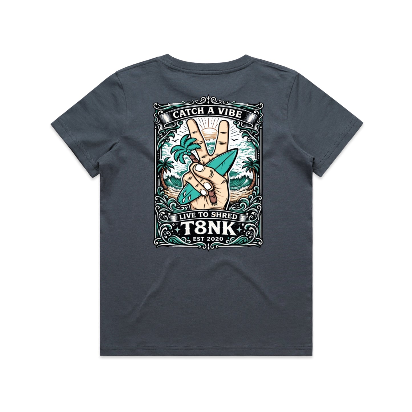 T8NK Catch A Vibe Surf Tee | Vintage Beach & Surf Graphic T-Shirt