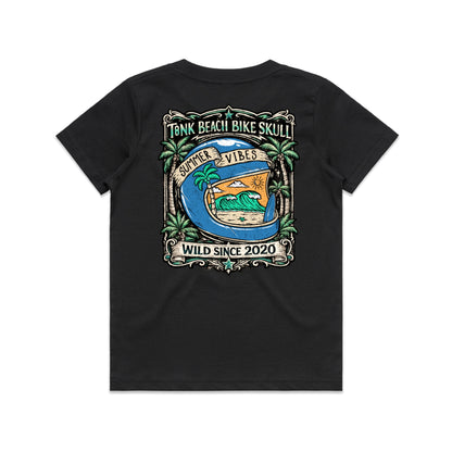 T8NK Summer Vibes Helmet Tee | Beach Bike Skull Coastal Graphic T-Shirt