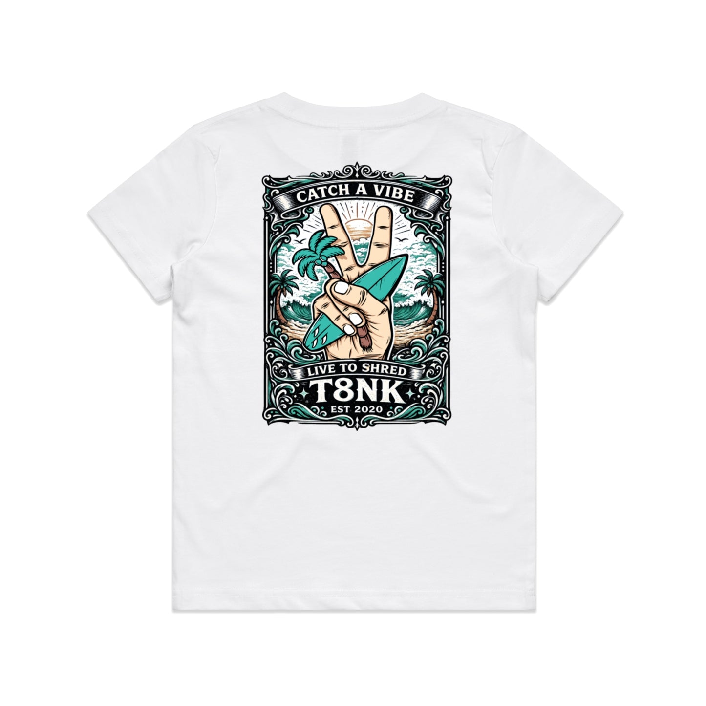 T8NK Catch A Vibe Surf Tee | Vintage Beach & Surf Graphic T-Shirt