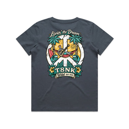T8NK Livin’ The Dream Tee | Tropical Skeleton Beach Graphic T-Shirt