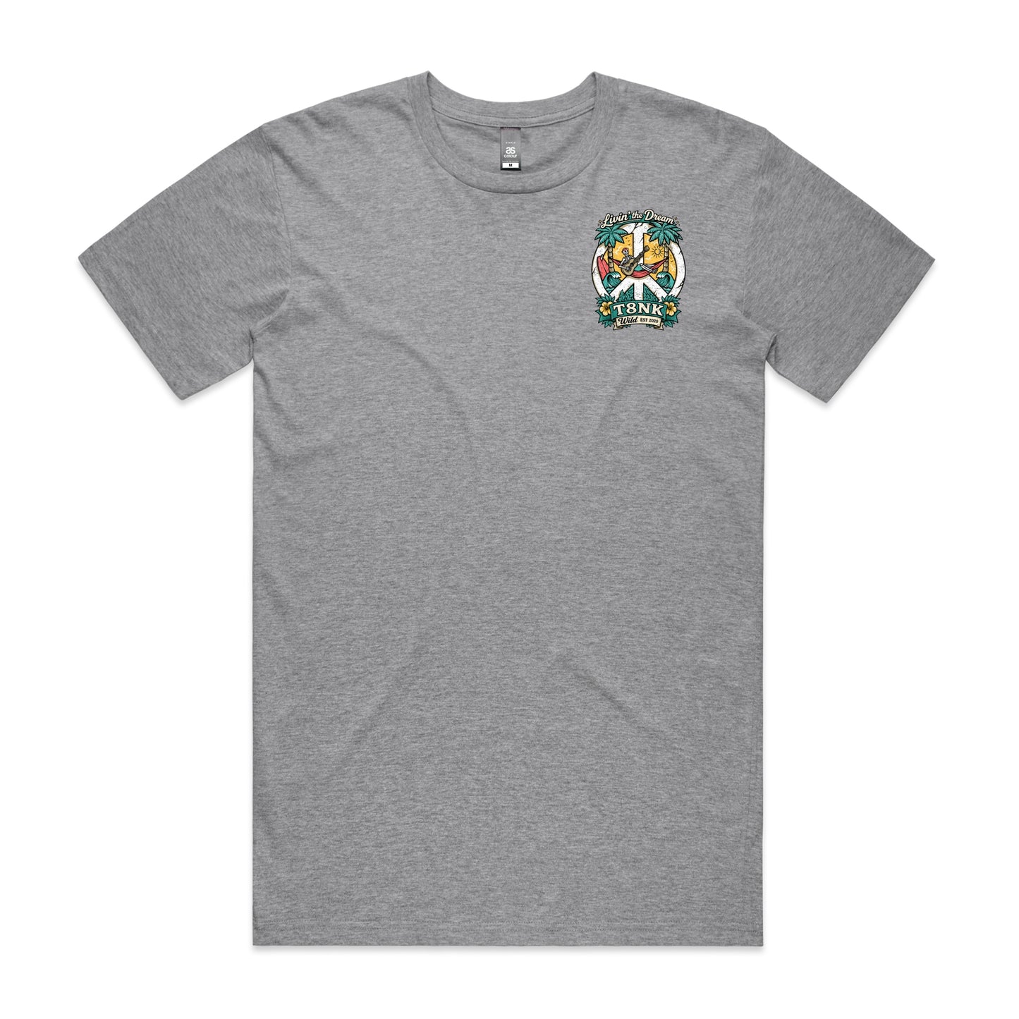 T8NK Livin’ The Dream Tee | Tropical Skeleton Beach Graphic T-Shirt