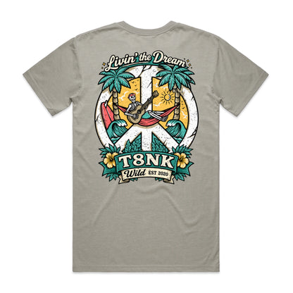 T8NK Livin’ The Dream Tee | Tropical Skeleton Beach Graphic T-Shirt