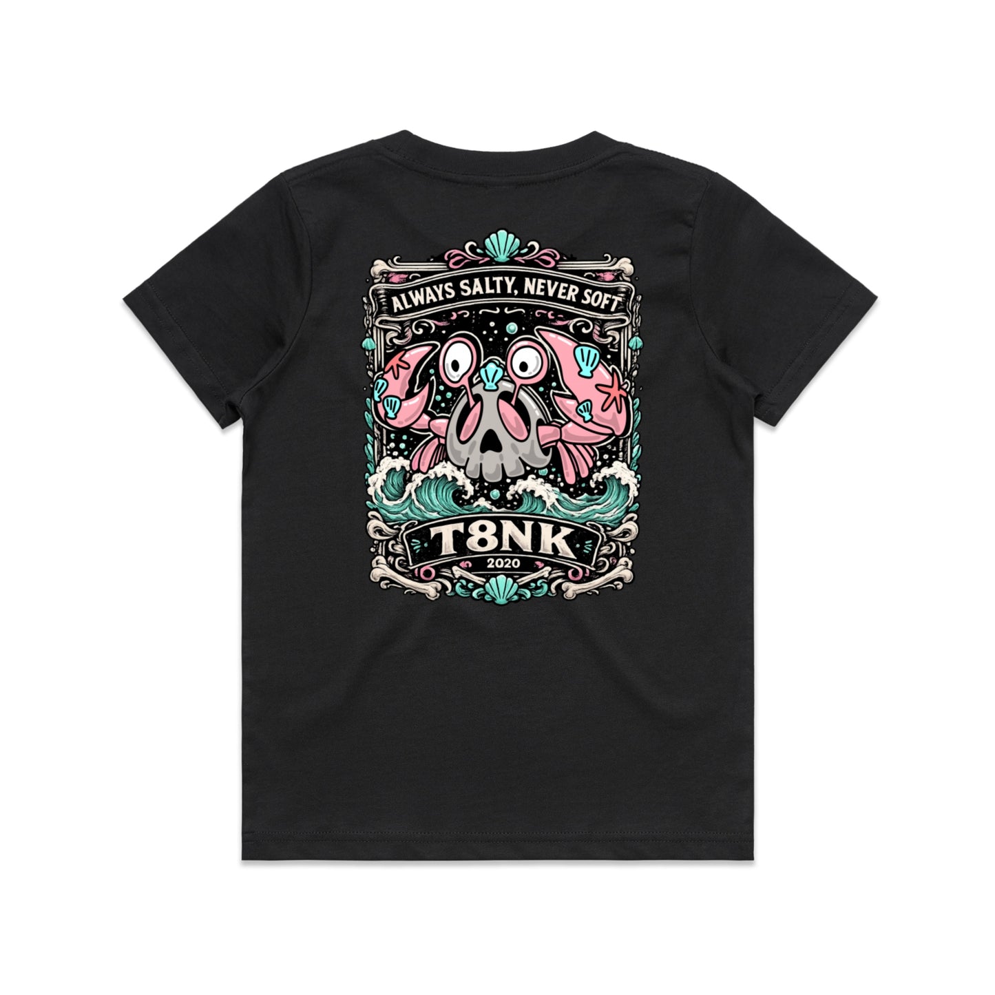 T8NK Always Salty Never Soft Crab Skull Tee | Coastal Graphic T-Shirt