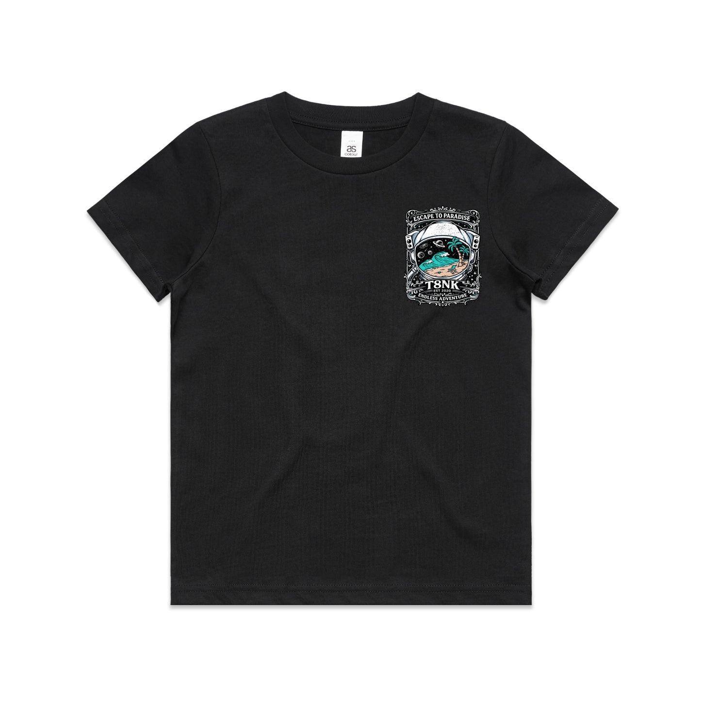 T8NK Endless Adventure Astronaut Surf Tee | Retro Space Beach Graphic Tee