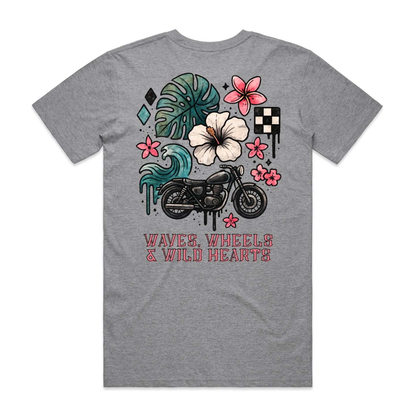 Waves, Wheels & Wild Hearts  - Premium quality Tee
