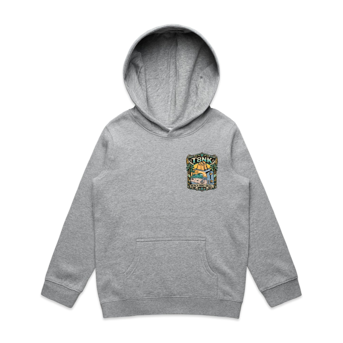 T8NK Beach Bike Skull Toaster Hood | Retro Surf Beach Graphic Hoodie