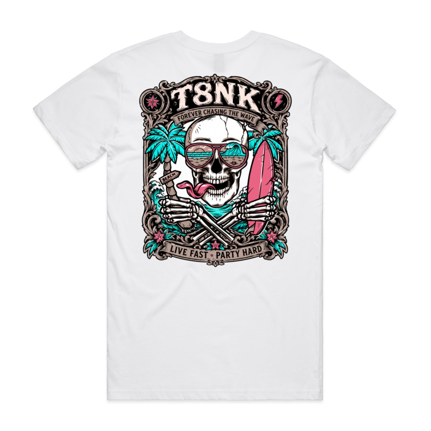 T8NK Forever Chasing The Wave Skull Tee | Vintage Surf Skull Graphic T-Shirt