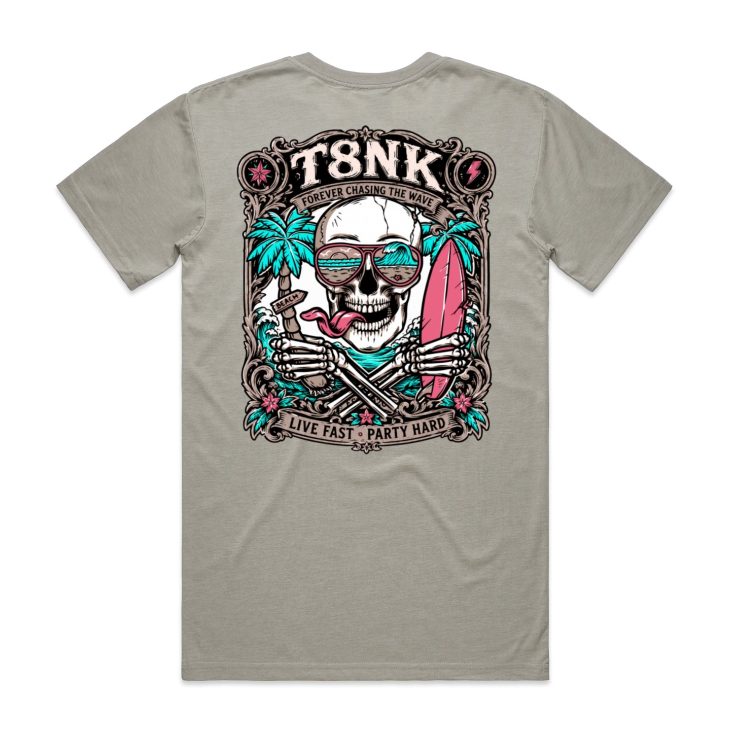 T8NK Forever Chasing The Wave Skull Tee | Vintage Surf Skull Graphic T-Shirt