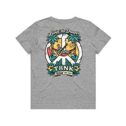 T8NK Livin’ The Dream Tee | Tropical Skeleton Beach Graphic T-Shirt