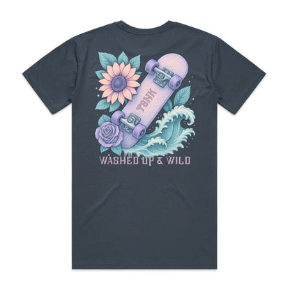 Washed Up & Wild – Vintage Skateboard Floral Tee