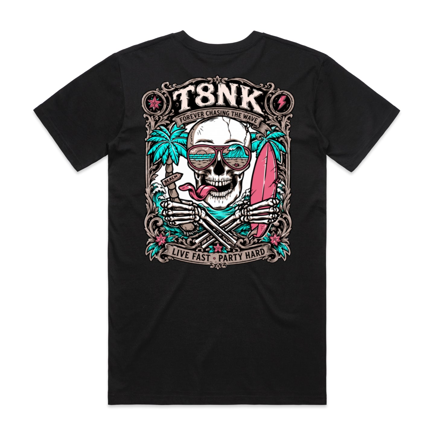 T8NK Forever Chasing The Wave Skull Tee | Vintage Surf Skull Graphic T-Shirt