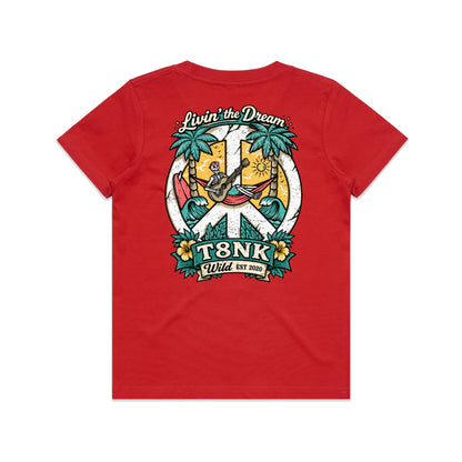 T8NK Livin’ The Dream Tee | Tropical Skeleton Beach Graphic T-Shirt