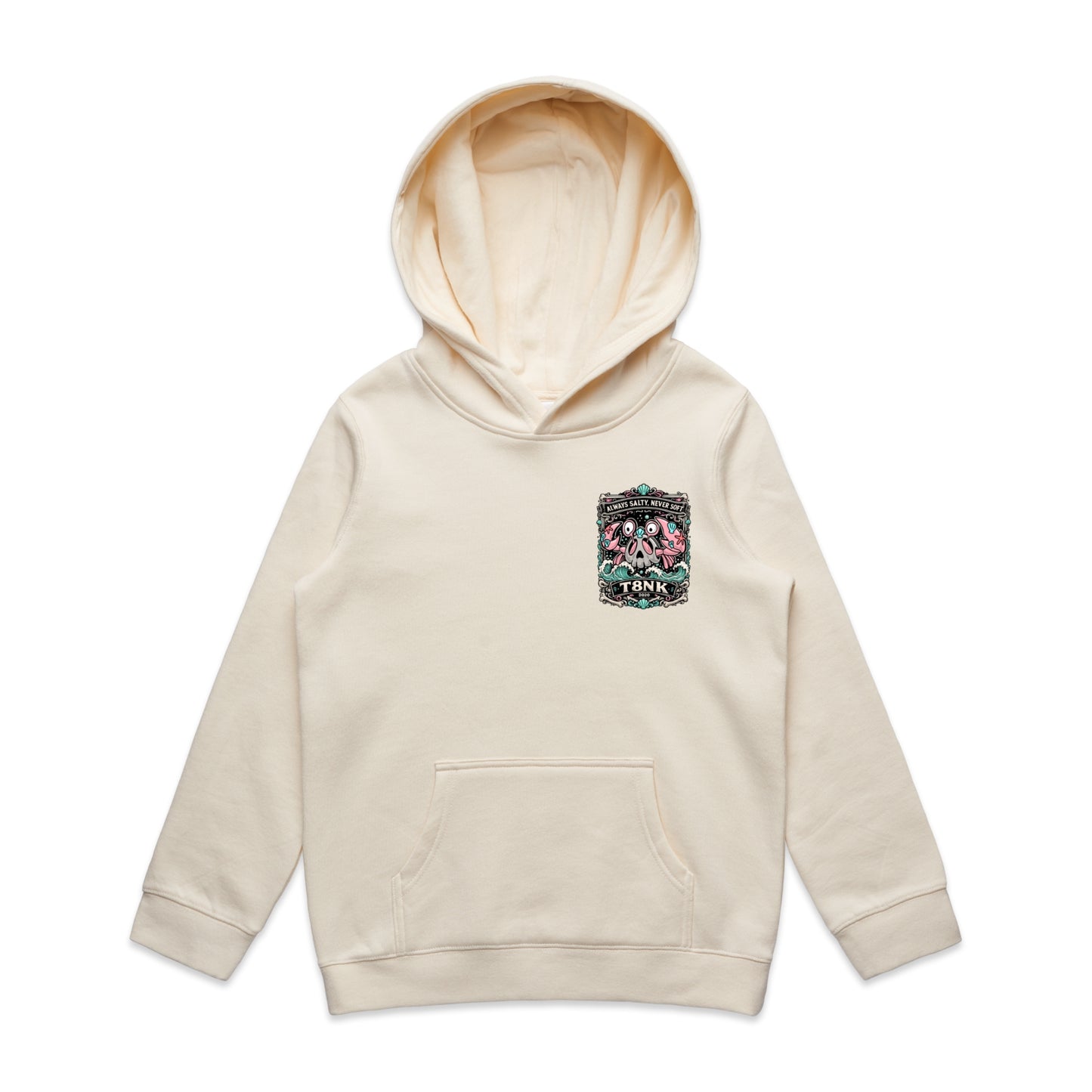 T8NK Always Salty Never Soft Crab Skull Hood | Coastal Graphic Hoodie