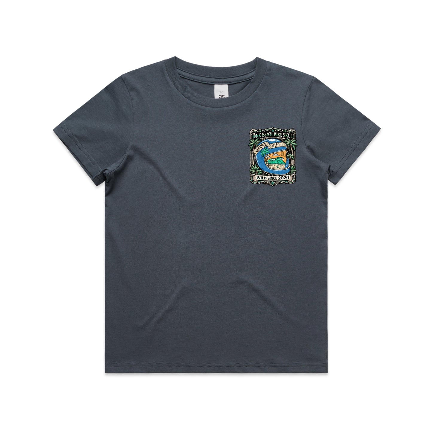 T8NK Summer Vibes Helmet Tee | Beach Bike Skull Coastal Graphic T-Shirt