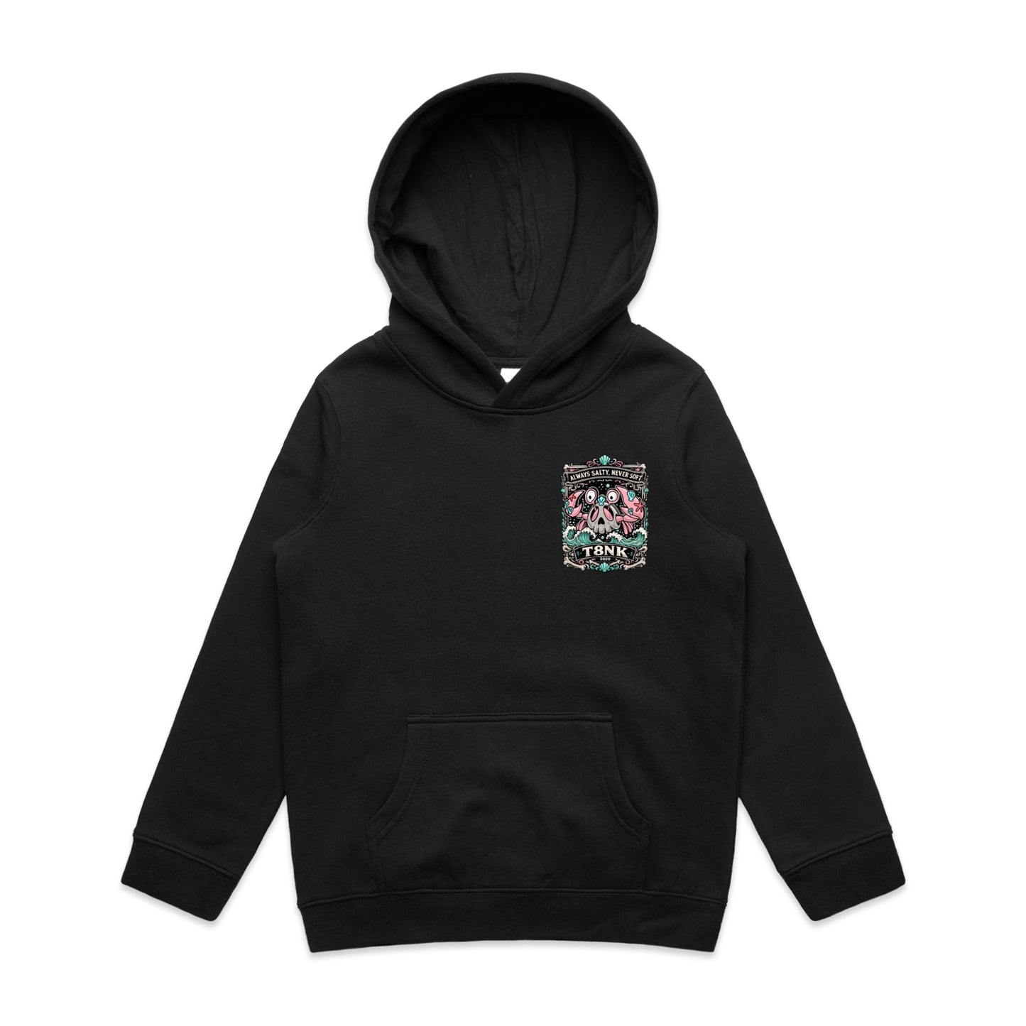 T8NK Always Salty Never Soft Crab Skull Hood | Coastal Graphic Hoodie